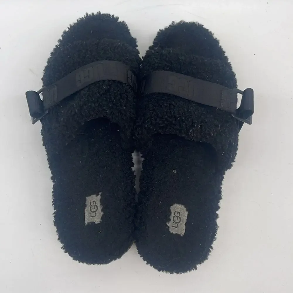 UGG Fluffita sheepskin Sherpa slip on platform sandals sz 12